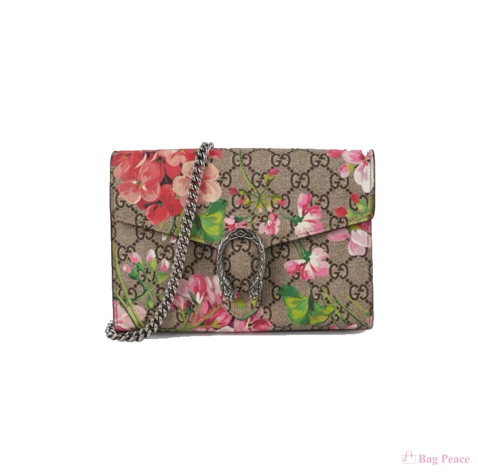 Gucci Wallet On Chain, Brown, Pink/Rose, Multicolor/Patterned